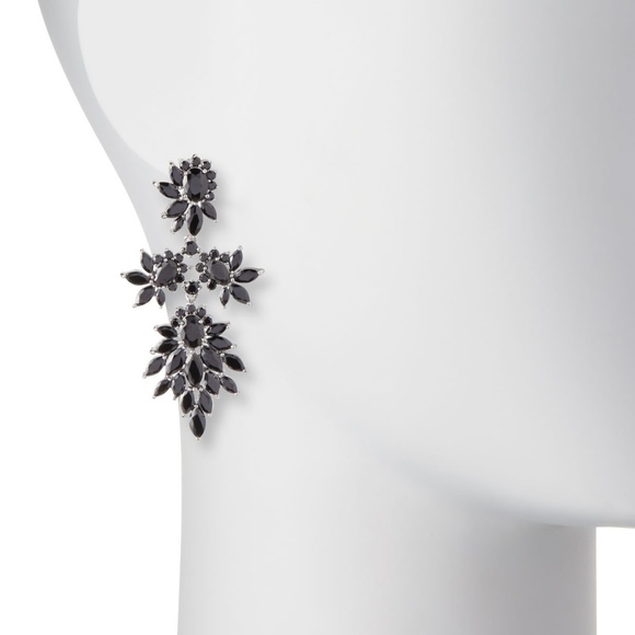 SOLD Fallon Crystal Cluster Marquis Earrings - Picture 2 of 4